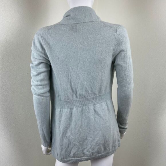 Theory Womens Size M Blue Cashmere Open Front Cardigan Sweater Pockets FLAWED - Picture 5 of 13